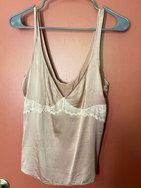 Vintage Lace-Trim Cami in Champagne Pink